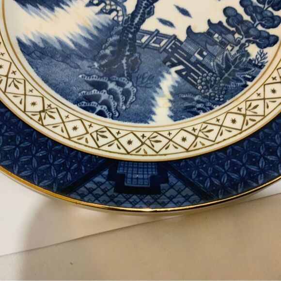 Blue Willow Double Phoenix Nikko Ironstone Japan Plate 7 1/4 In. Gold Rim G16 - Picture 7 of 10